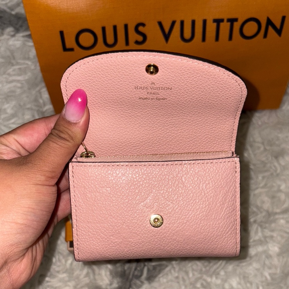 Louis Vuitton Pink Compact Leather Wallet with Gold Button - Picture 2 of 7